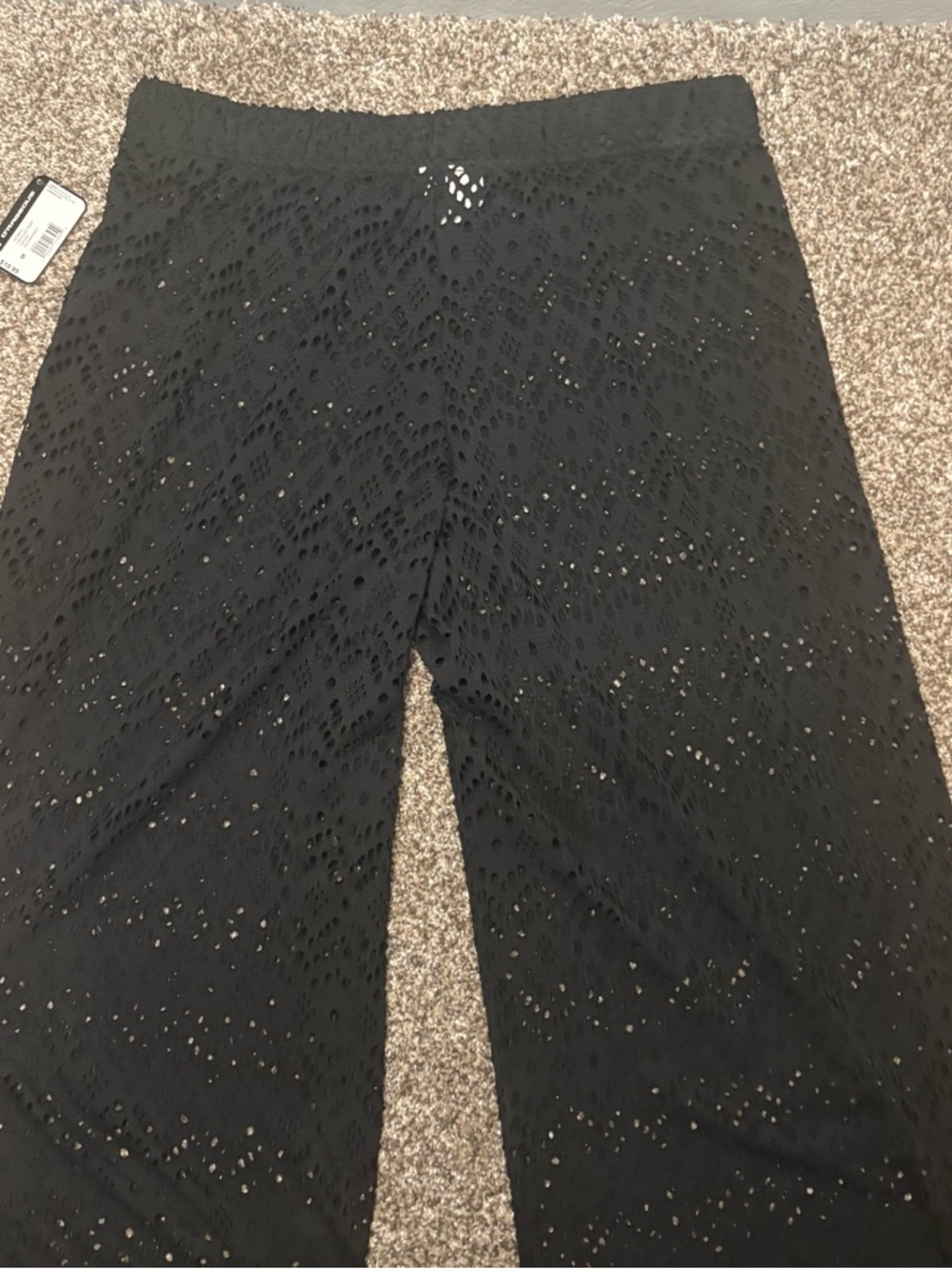 Black Wide-Leg Crochet Pants - Picture 12 of 13